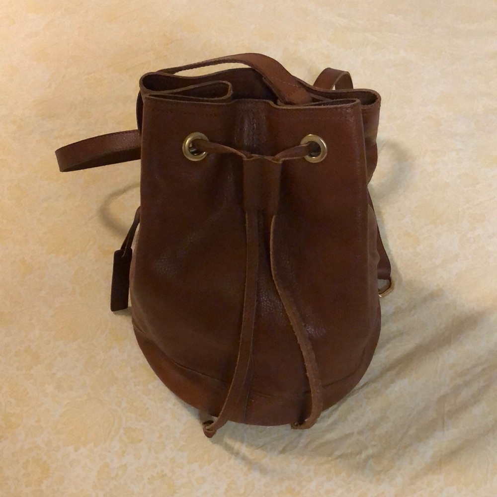 A&F duffle leather backpack gold hardware